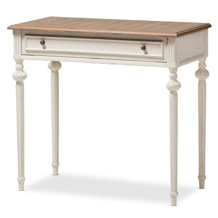 Baxton Studio Marquetterie Oak and Whitewash Writing Desk 134 7191